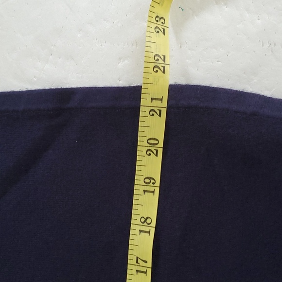 Anthropologie Batwing Sweater Size L Navy Blue Greenish Yellow Stripes LS - Picture 13 of 14